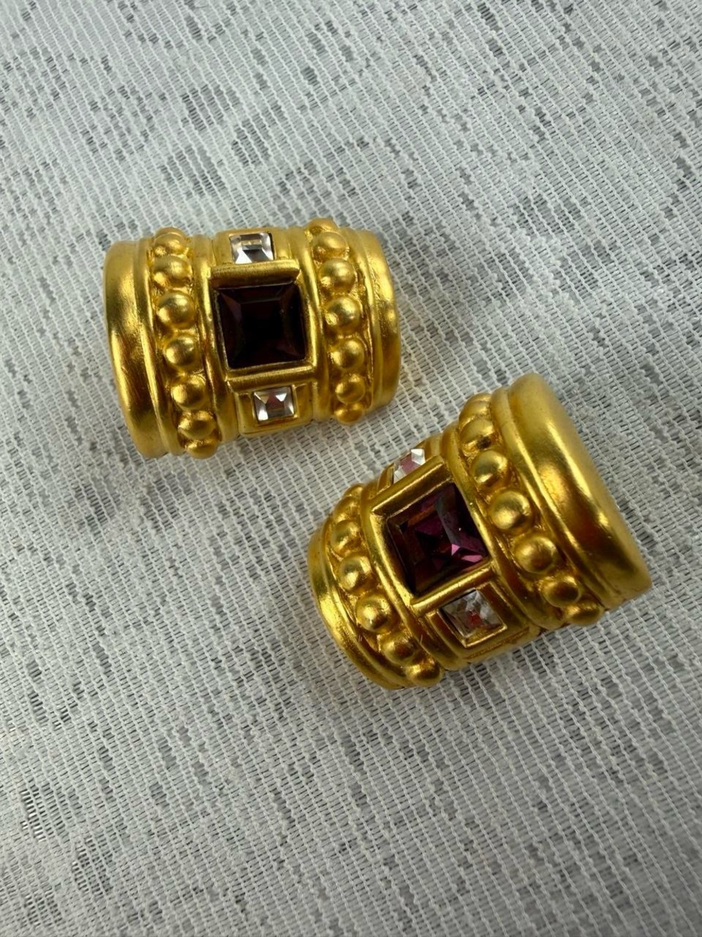 GIVENCHY CLIP-ON EARRINGS PARIS NEW YORK GRIPOIX GOLD TONE CABACHON ESTATE JEWEL